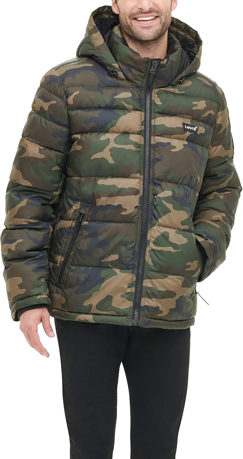 Levi's Men's Mid-Length Quilted Performance Hoody Puffer Jacket