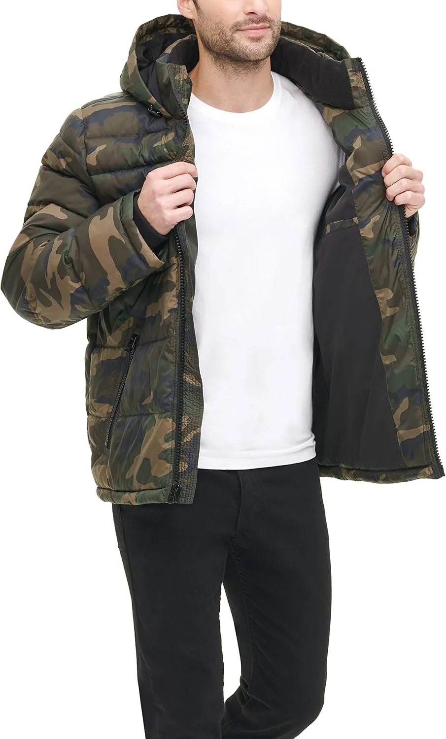 Levi's Men's Mid-Length Quilted Performance Hoody Puffer Jacket