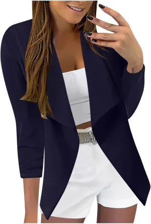 Lightweight Blazer for Women Work Women's Jackets Long Sleeve Prtite Vintage Cardigan Loose Fit With Pockets Suit
