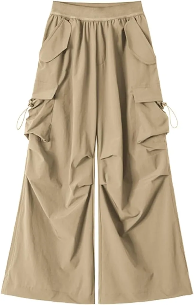 Lightweight Silky Jogger Pants for Girls Kids & Toddler Warm Weather Cargo Loose High Waisted Pants