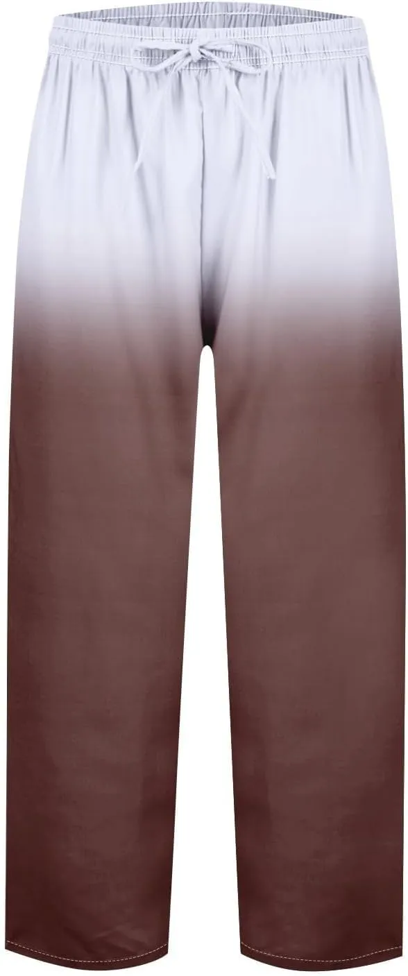 Linen Pants Women Petite 2025 Drawstring Pants Capri Pants 2025 Pants with Pockets Wide Leg Cropped Pants Linen