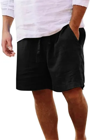 Linen Shorts for Men 11 Inch 3D Coconut Tree Printed Beach Trendy Shorts White Linen Shorts Men Big and Tall Mens