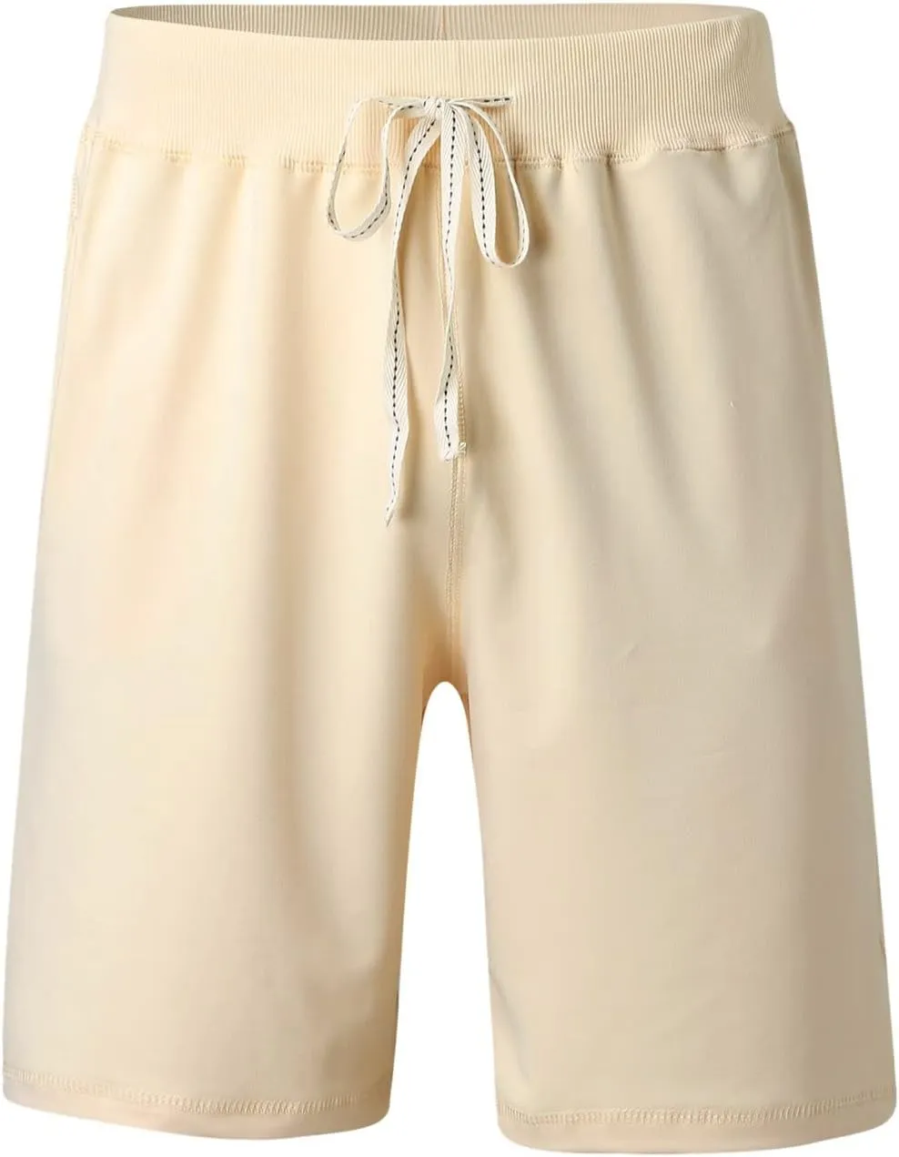 Linen Shorts for Men, Mens Casual Soft Linen Long Shorts Knee Length Sport Drawstring Running Lounge Shorts Capri Pant