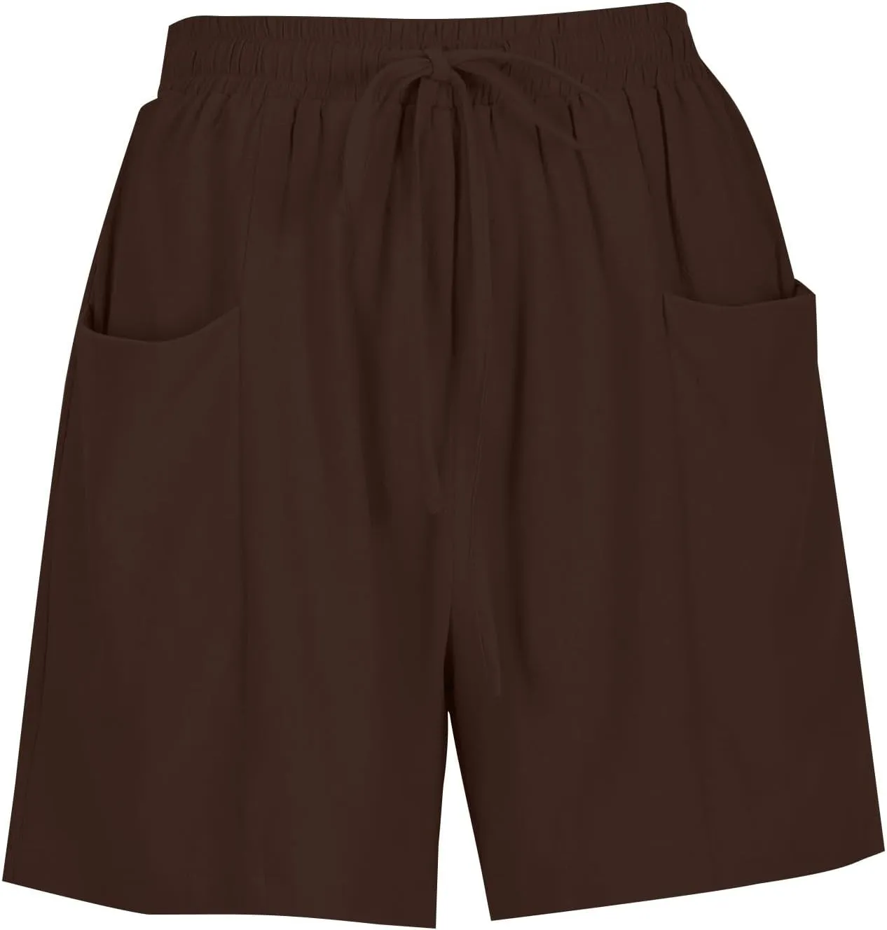 Linen Shorts for Women Casaul Drawstring High Waisted Pull On Shorts with Pockets Comfy Summer Beach Outfits