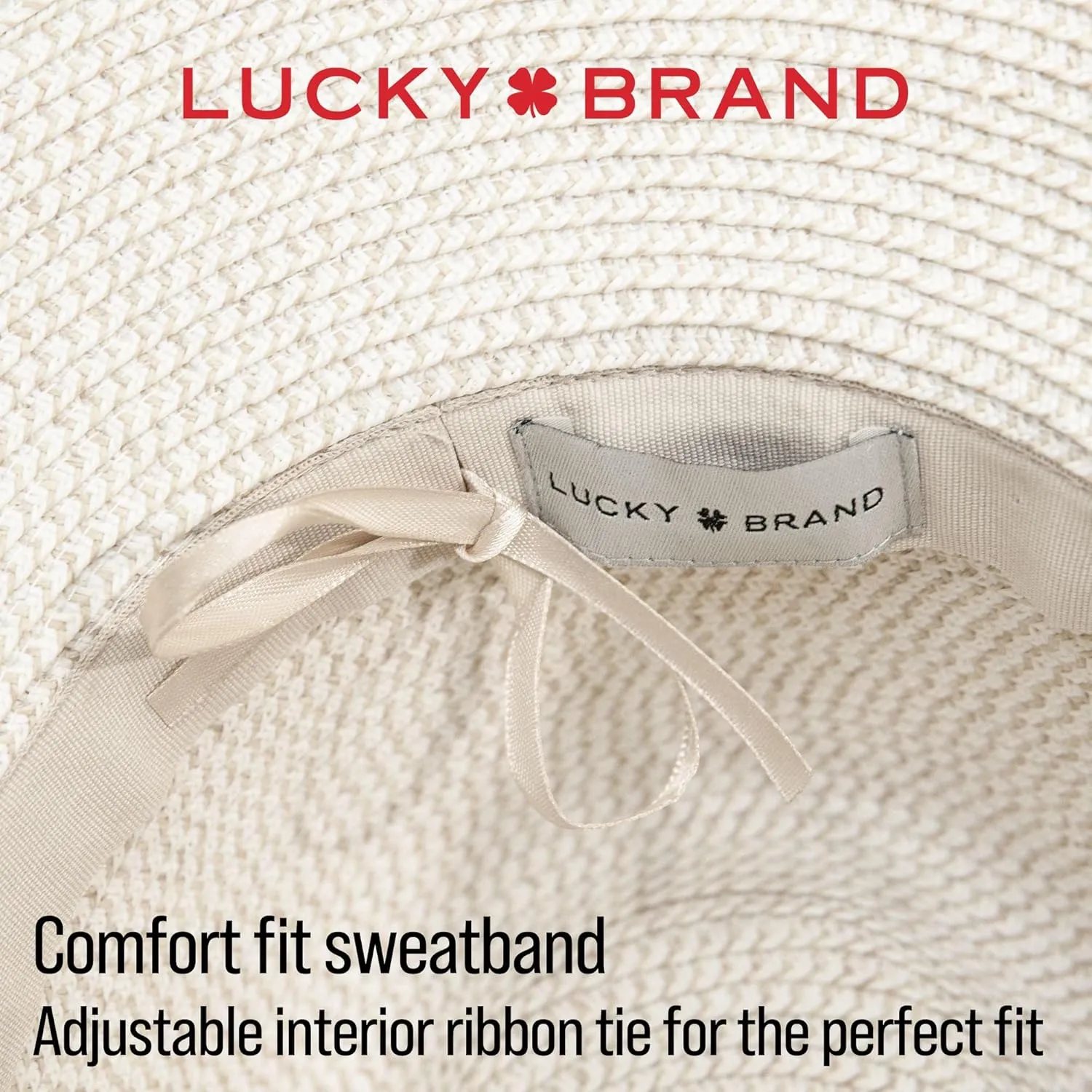 Lucky Brand Women's Summer Straw Wide Brim Boater Panama Adjustable Hat (One Size Fits Most)