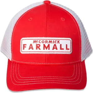 McCormick Farmall® by International Harvester Men's Trucker Hat, Classic Front Logo Patch, Snapback Adjustable Baseball Cap Red