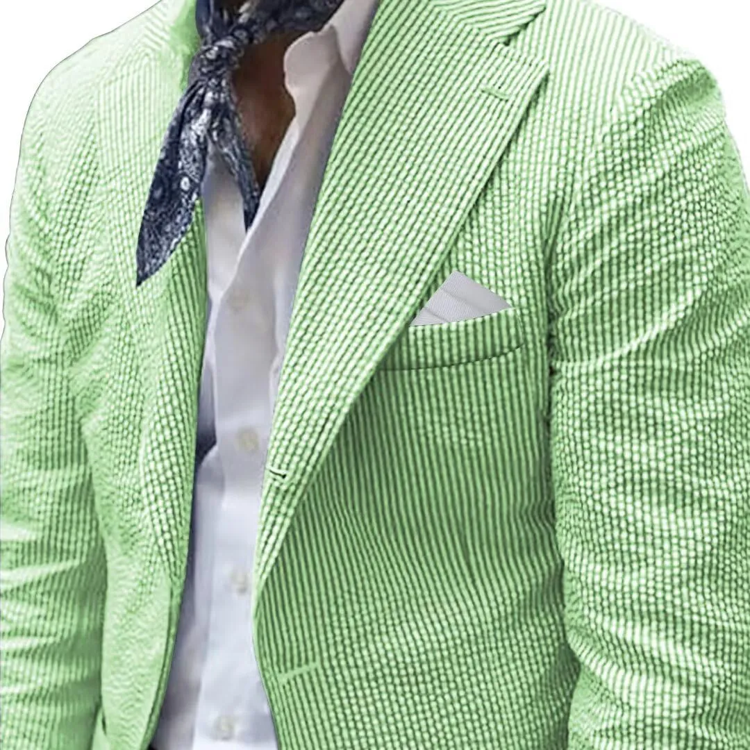 Men Seersucker Sports Jacket Suits Coat Classic Summer Blazer Seersucker Suit for Men Beach Wedding Tuxedo Blazers