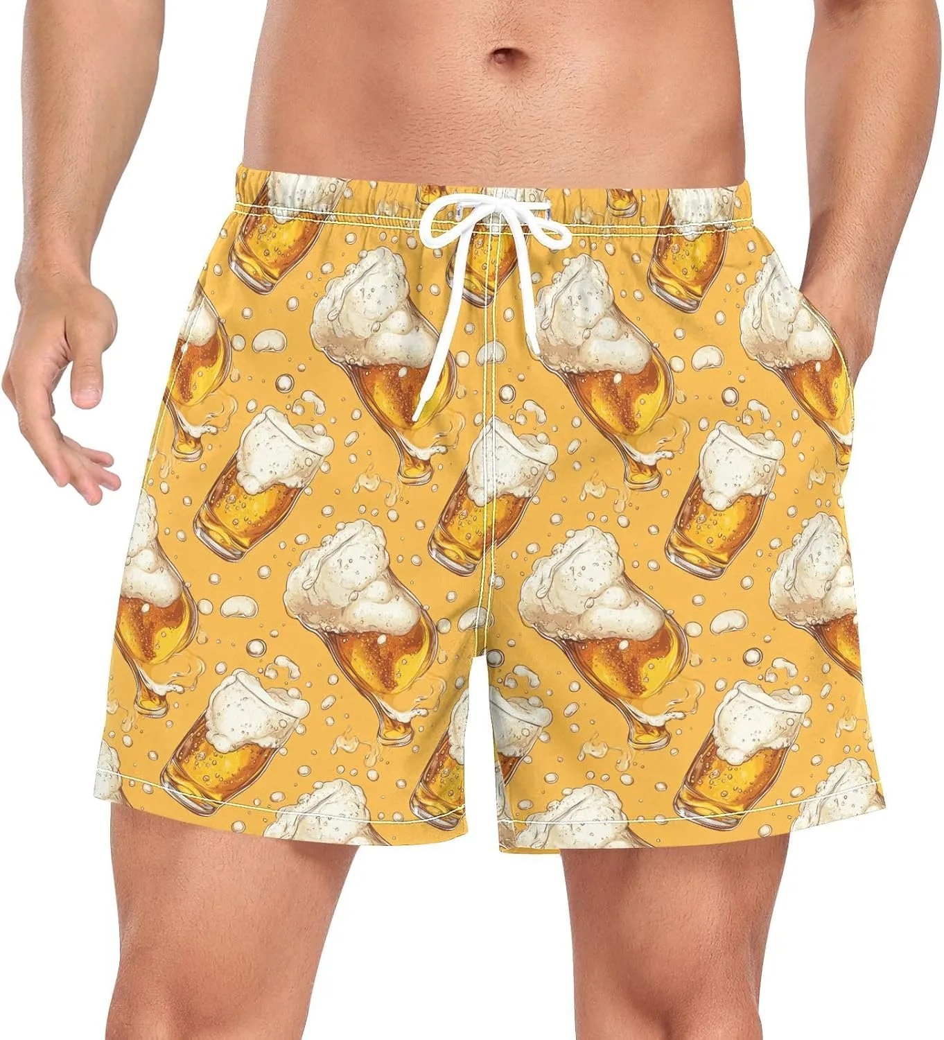 Men's Athletic Shorts Beers Printed 2 in 1 Quick Dry Workout Gym Running Shorts for Men S-XXL