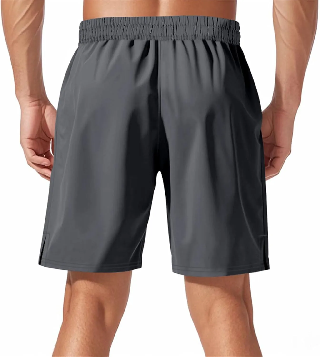 Mens Athletic Shorts Elastic Waist Quick Dry Running Short with Pockets Fluorescent Stretch Workout Shorts for Night Run