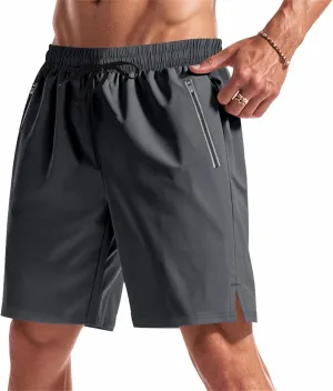 Mens Athletic Shorts Elastic Waist Quick Dry Running Short with Pockets Fluorescent Stretch Workout Shorts for Night Run