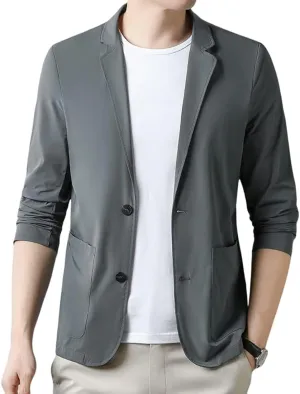 Mens Blazer Ice Silk Men Suit Sport Coat Lightweight Business Casual Blazers Two Buttons Slim Fit Coat for Men