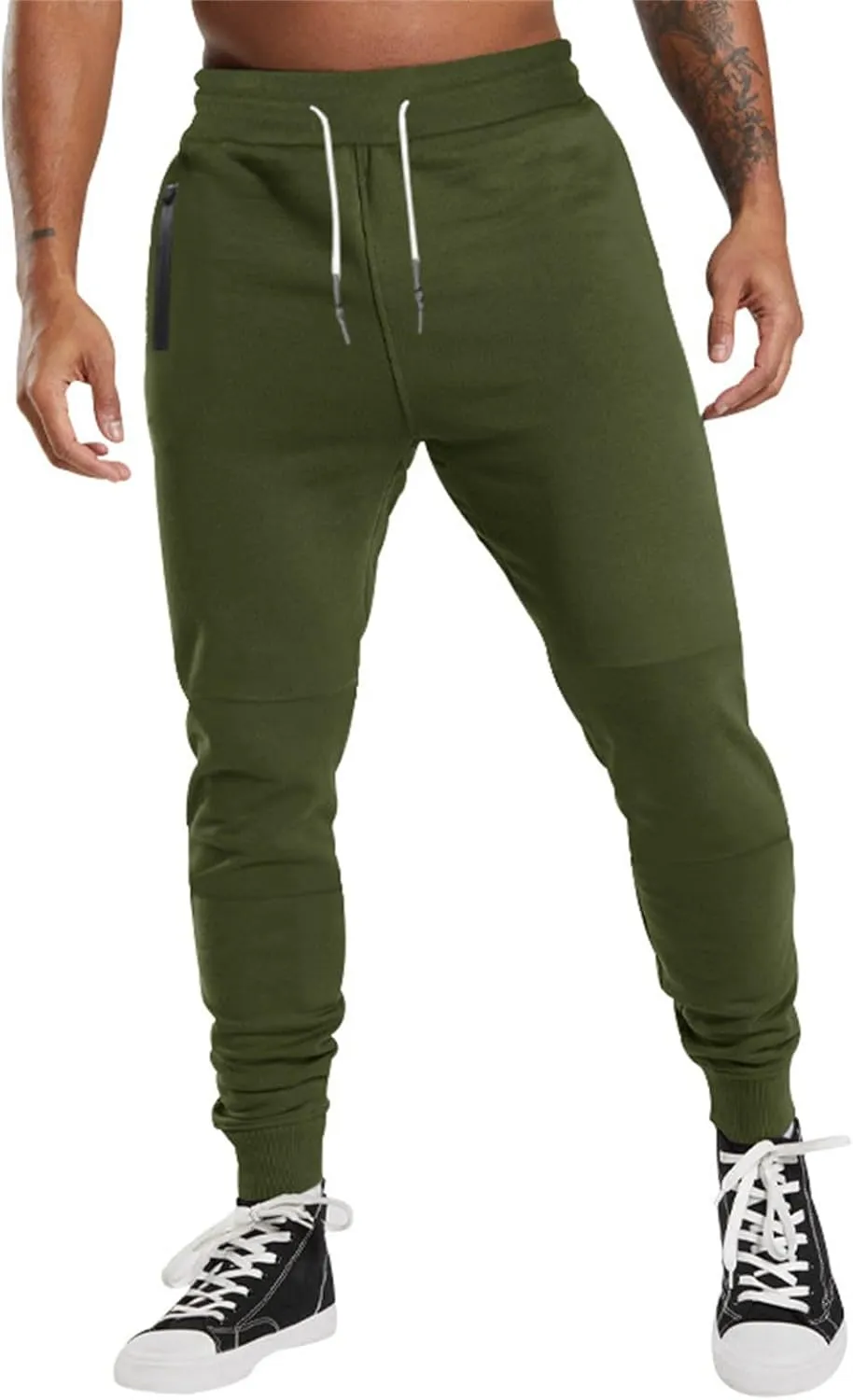 Men's Casual Cargo Pants for Hiking Running Outdoor Drawstring Joggers Sweatpants Sports Tapered Jogging with Pocket