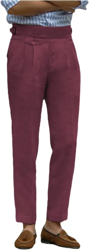 Men's Casual Linen Pant Modern Fit Hemmed Pant Summer Beach Loose Trousers