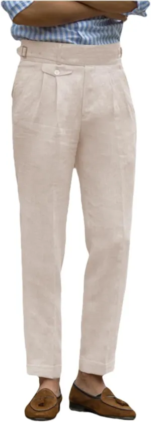 Men's Casual Linen Pant Modern Fit Hemmed Pant Summer Beach Loose Trousers