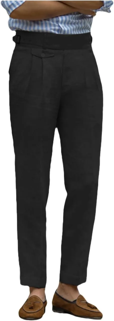 Men's Casual Linen Pant Modern Fit Hemmed Pant Summer Beach Loose Trousers
