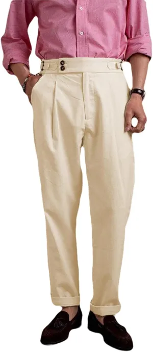 Men's Casual Linen Pants Modern Fit Hemmed Pants Summer Beach Loose Trousers