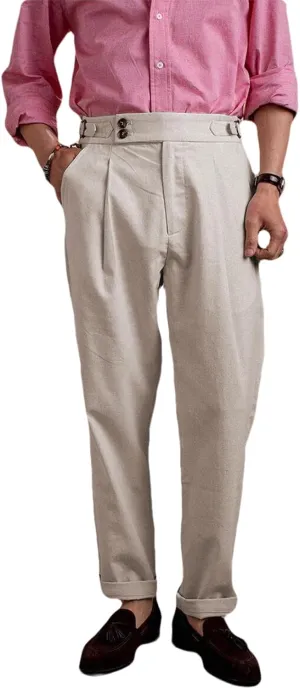 Men's Casual Linen Pants Modern Fit Hemmed Pants Summer Beach Loose Trousers