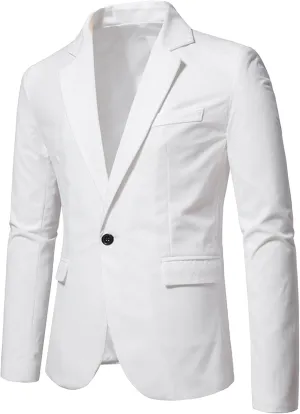 Men's Casual Slim Fit Suit Jacket Lightweight Sport Coat 1 Button Blazer Jackets for Business Wedding