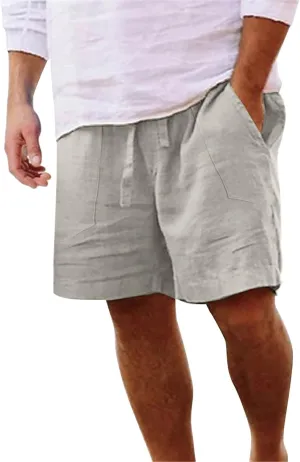 Men's Cotton and Linen Casual Shorts Quick Dry Spring and Summer Cotton Linen Loose Plus Size Summer Beach Shorts