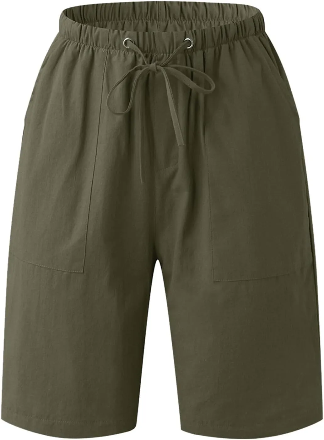 Mens Cotton Linen Shorts Casual Loose Fit Drawstring Elastic Waist 7Inch Inseam Shorts Stretch Summer Beach Wear