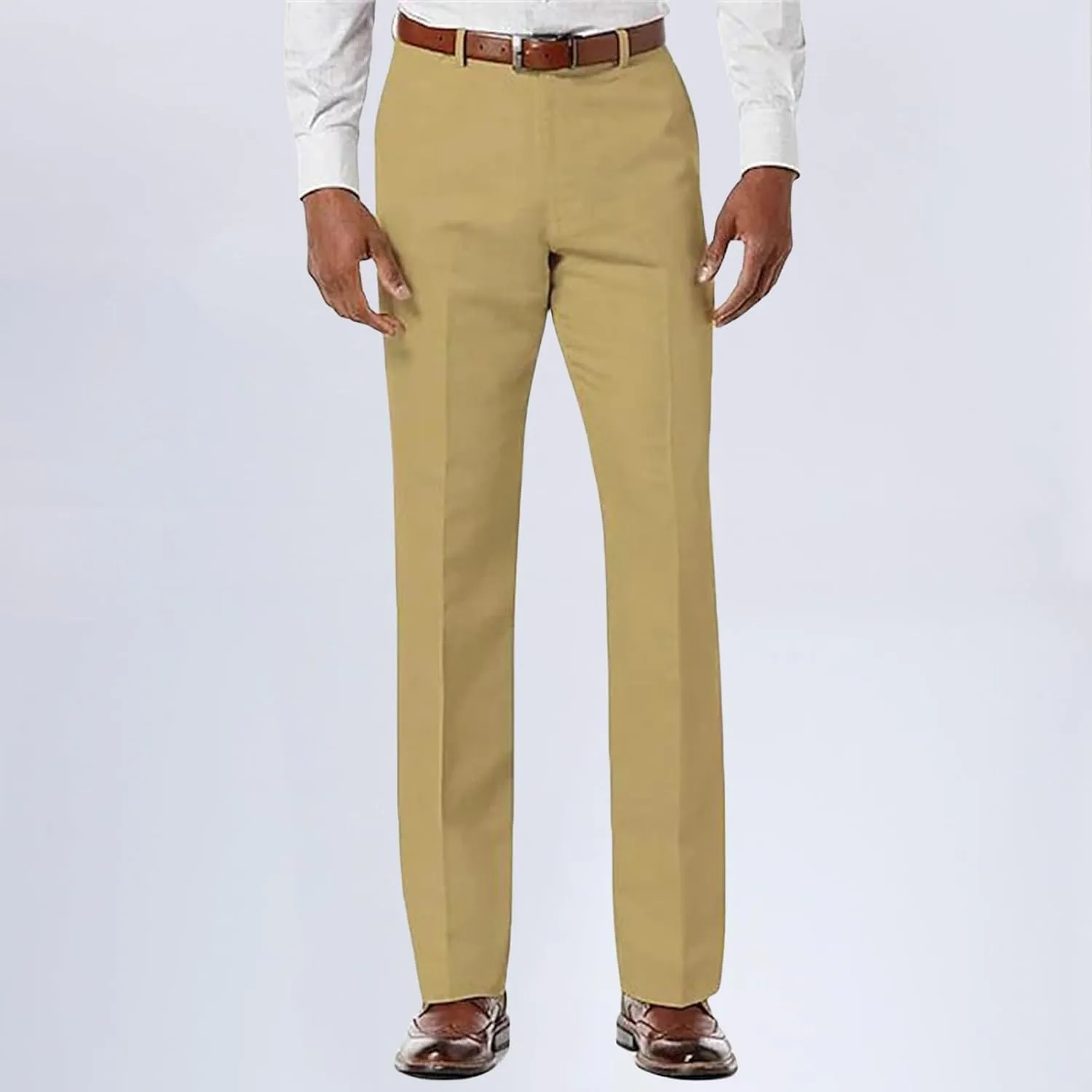 Mens Dress Pants Straight Slacks Comfort Classic Regular Fit Casual Expandable Waist Slim Solid Fall Suit Trousers