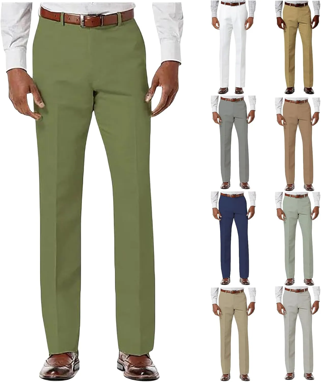 Mens Dress Pants Straight Slacks Comfort Classic Regular Fit Casual Expandable Waist Slim Solid Fall Suit Trousers