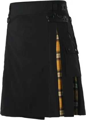 Mens Fashion Casual Scottish Style Plaid Contrast Pocket Pleated Skirt Cute Leisure Comfy Fashion Pleated Skirt