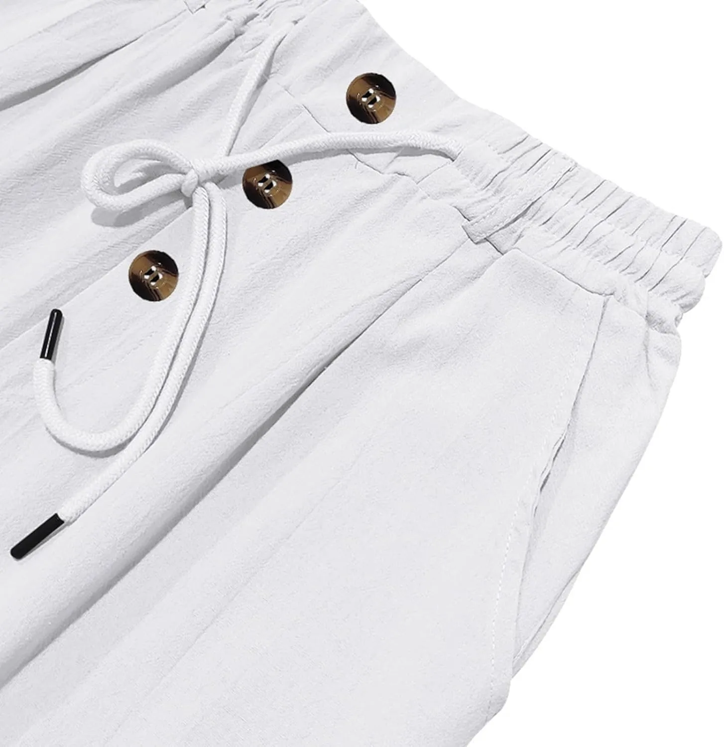 Mens Linen Wide Leg Pants Baggy Drawstring Button Spring Dress Casual Beach Trousers Japanese Hemp Clothing for Men