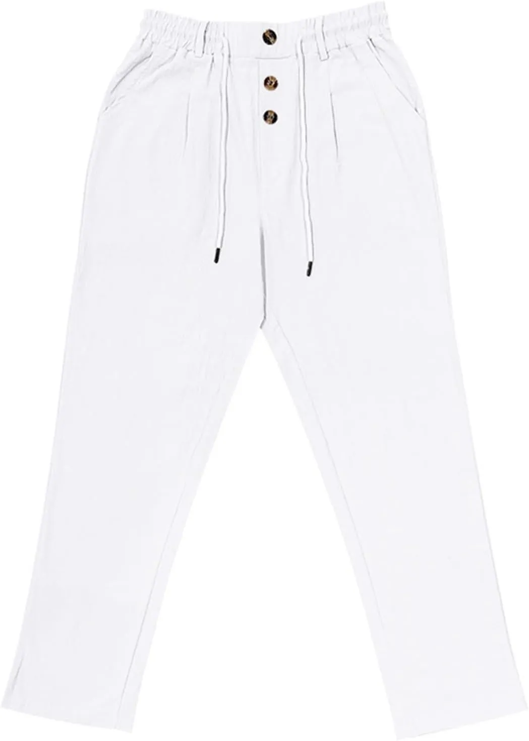 Mens Linen Wide Leg Pants Baggy Drawstring Button Spring Dress Casual Beach Trousers Japanese Hemp Clothing for Men
