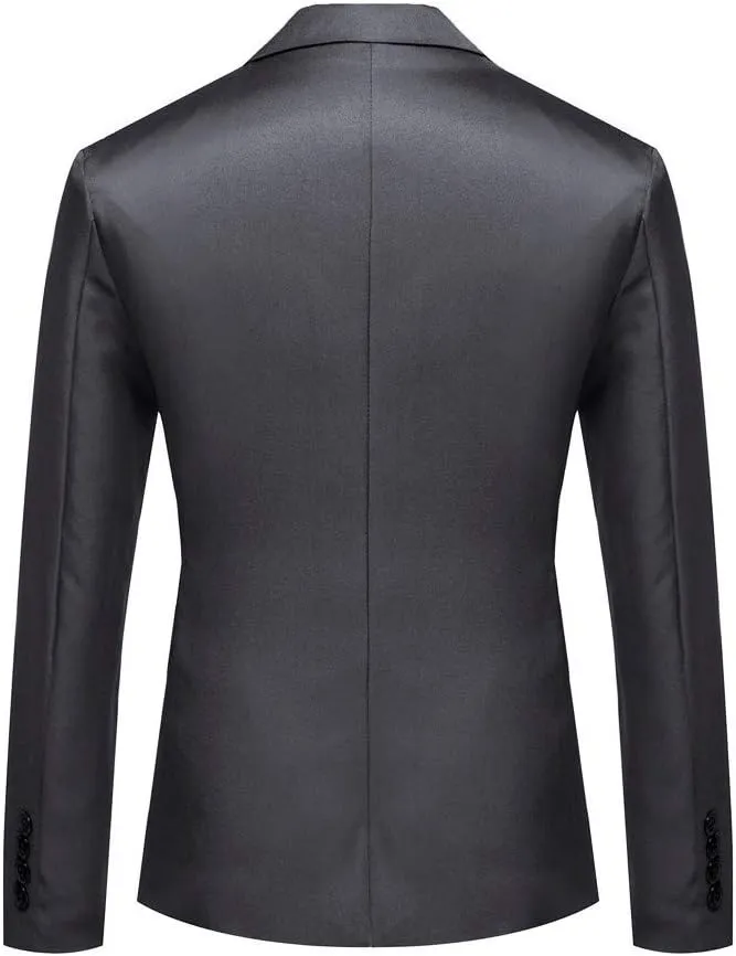 Mens One Button Classic Blazer Slim Fit Suits Casual Formal Jackets Solid Lightweight Sport Coat for Business Wedding Prom