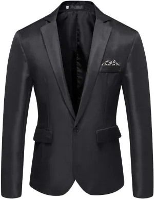 Mens One Button Classic Blazer Slim Fit Suits Casual Formal Jackets Solid Lightweight Sport Coat for Business Wedding Prom