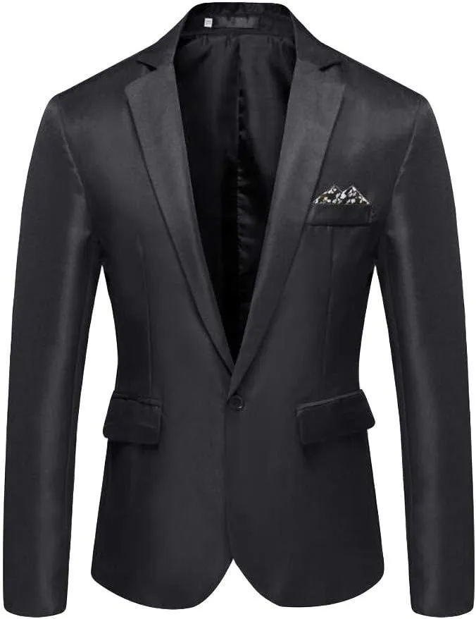 Mens One Button Classic Blazer Slim Fit Suits Casual Formal Jackets Solid Lightweight Sport Coat for Business Wedding Prom