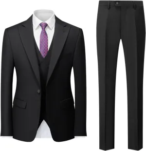 Men's Slim Fit 3 Piece Suit, Double Breasted Business Wedding Prom Suits Tuxedo Blazer & Vest & Pants Suits Set
