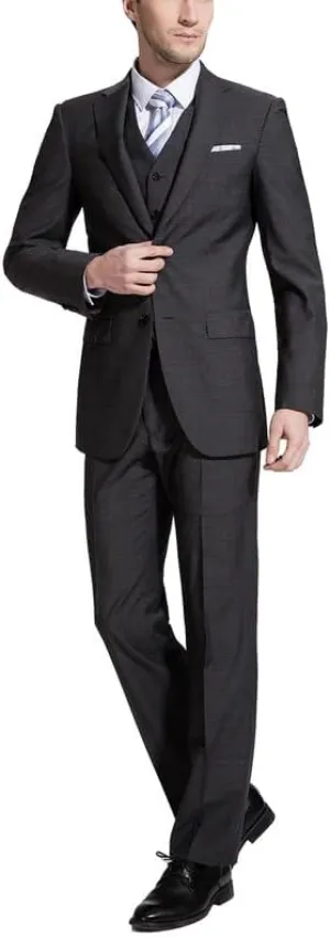 Mens Suits 2 Piece (Blazer Pants) Grey Slim Fit Wedding Dress Suits for Groom Formal Business Tuxedo Set
