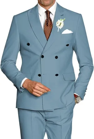 Mens Suits Double Breasted Suit Slim Fit 2 Piece Tuxedo Suits for Men Wedding Prom Business Casual Suit