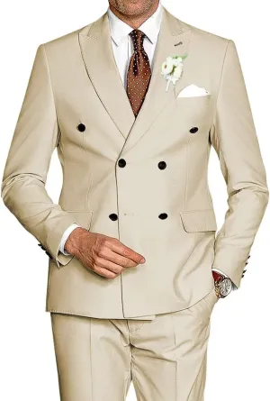 Mens Suits Double Breasted Suit Slim Fit 2 Piece Tuxedo Suits for Men Wedding Prom Business Casual Suit