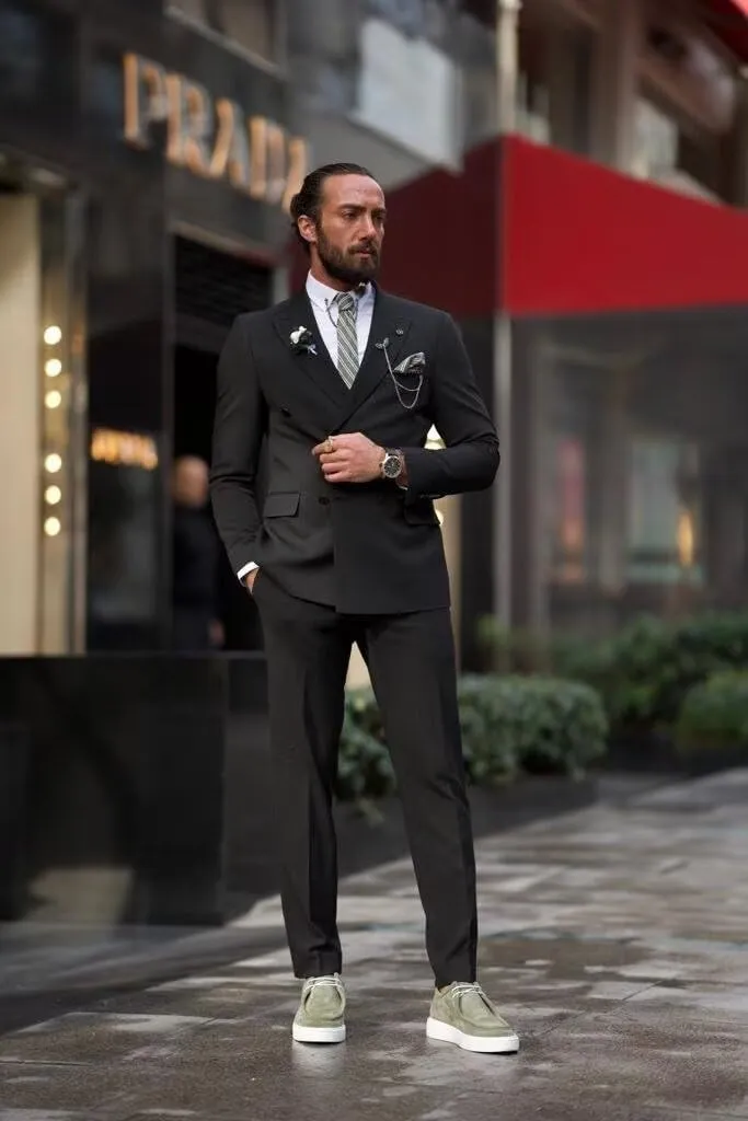 Mens Suits Double Breasted Suit Slim Fit 2 Piece Tuxedo Suits for Men Wedding Prom Business Casual Suit