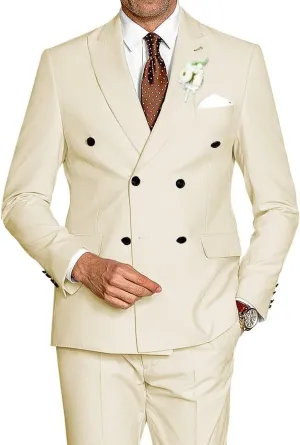 Mens Suits Double Breasted Suit Slim Fit 2 Piece Tuxedo Suits for Men Wedding Prom Business Casual Suit