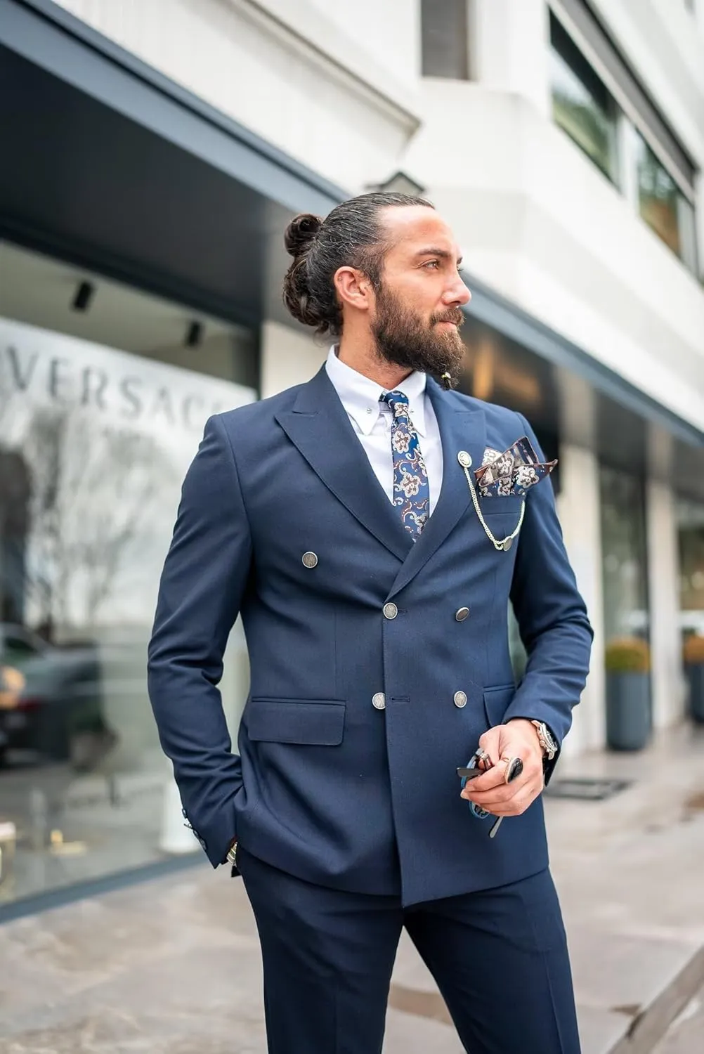 Mens Suits Double Breasted Suit Slim Fit 2 Piece Tuxedo Suits for Men Wedding Prom Business Casual Suit