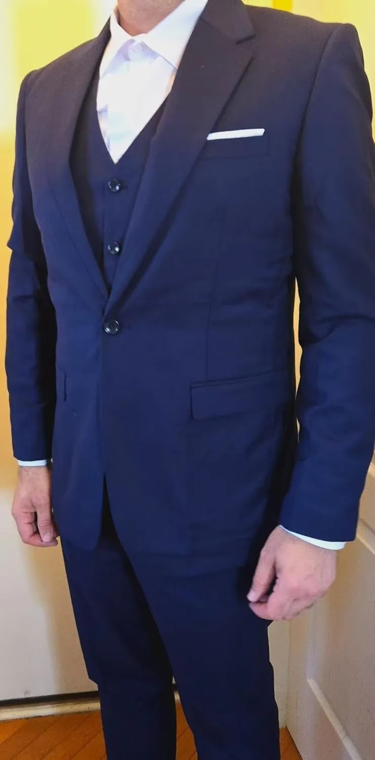 Mens Suits Slim Fit 3 Piece Suits for Men Wedding Prom Business Tux Suits One Button Blazer Vest Pants Set