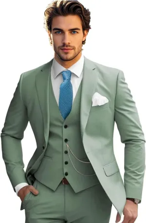 Mens Suits Slim Fit 3 Piece Suits for Men Wedding Prom Business Tux Suits One Button Blazer Vest Pants Set
