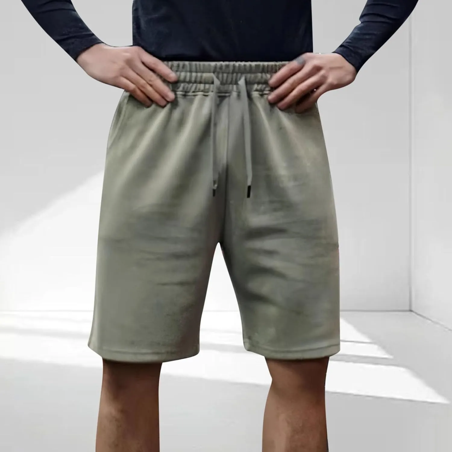 Mens Summer Shorts Casual Distressed Washed Drawstring Cotton Shorts Comfy Y2k Fashion Baggy Joggers Lounge Wear