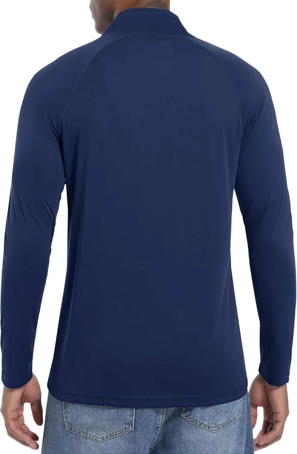 Mens Sun Shirts UPF50  Long Sleeve 1/4 Zip Quick Dry Shirts UV Protection Workout Athletic Rush Guard