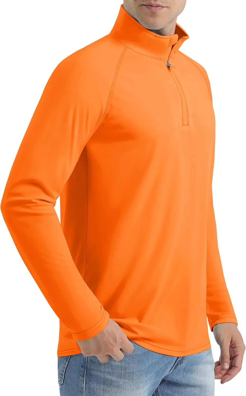 Mens Sun Shirts UPF50  Long Sleeve 1/4 Zip Quick Dry Shirts UV Protection Workout Athletic Rush Guard