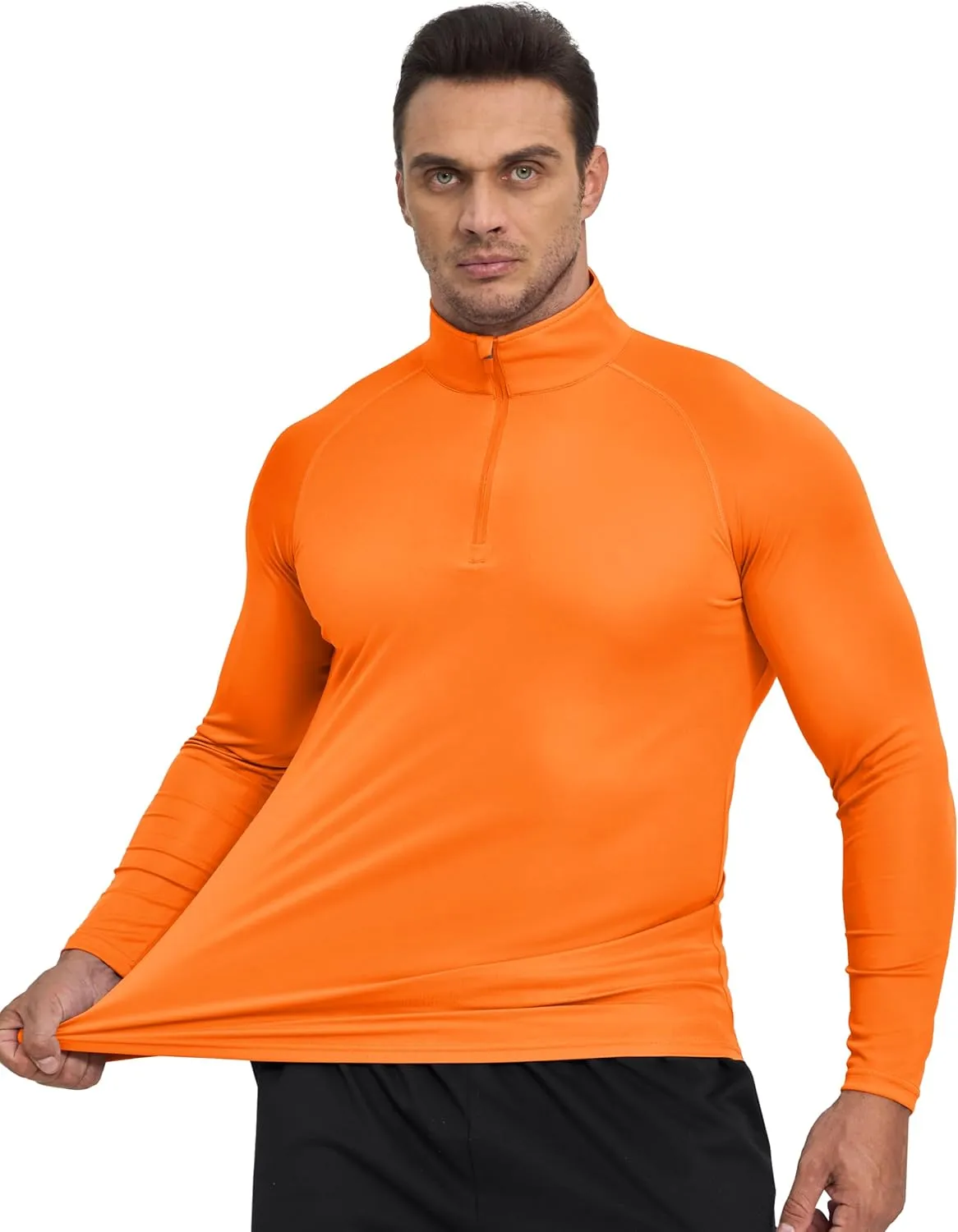 Mens Sun Shirts UPF50  Long Sleeve 1/4 Zip Quick Dry Shirts UV Protection Workout Athletic Rush Guard
