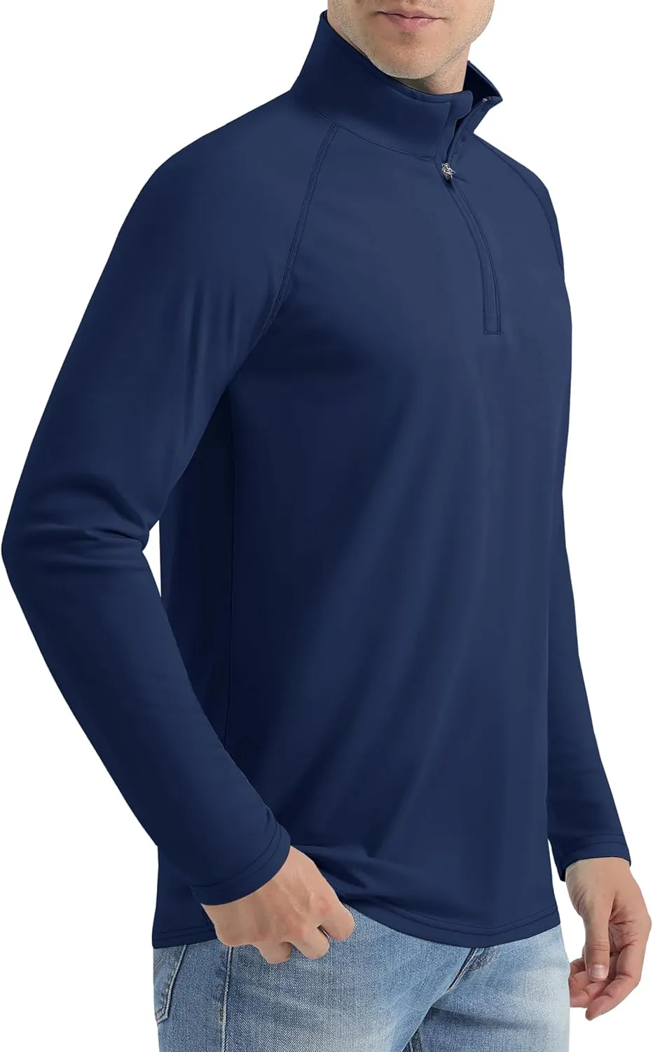 Mens Sun Shirts UPF50  Long Sleeve 1/4 Zip Quick Dry Shirts UV Protection Workout Athletic Rush Guard