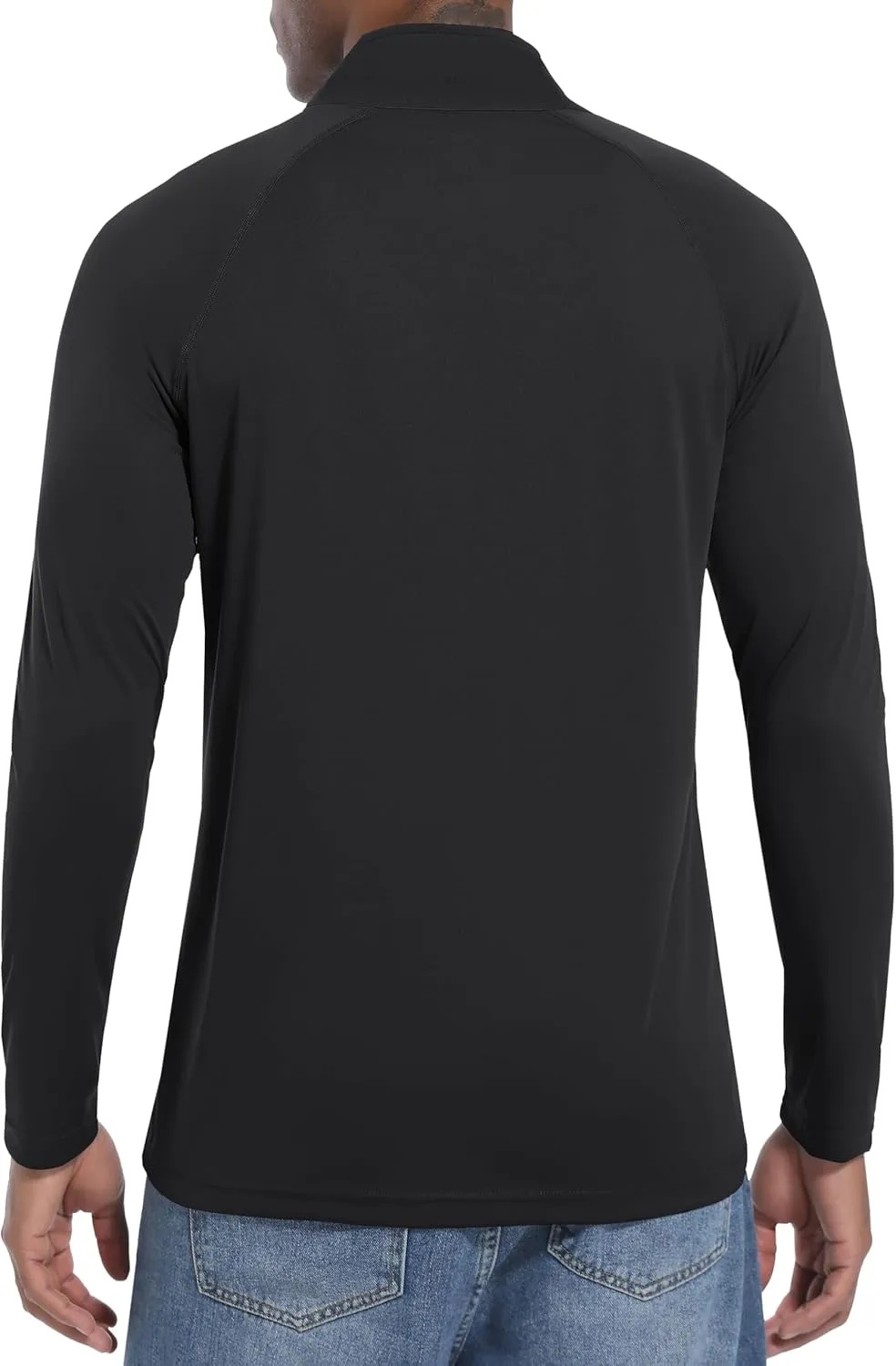 Mens Sun Shirts UPF50  Long Sleeve 1/4 Zip Quick Dry Shirts UV Protection Workout Athletic Rush Guard