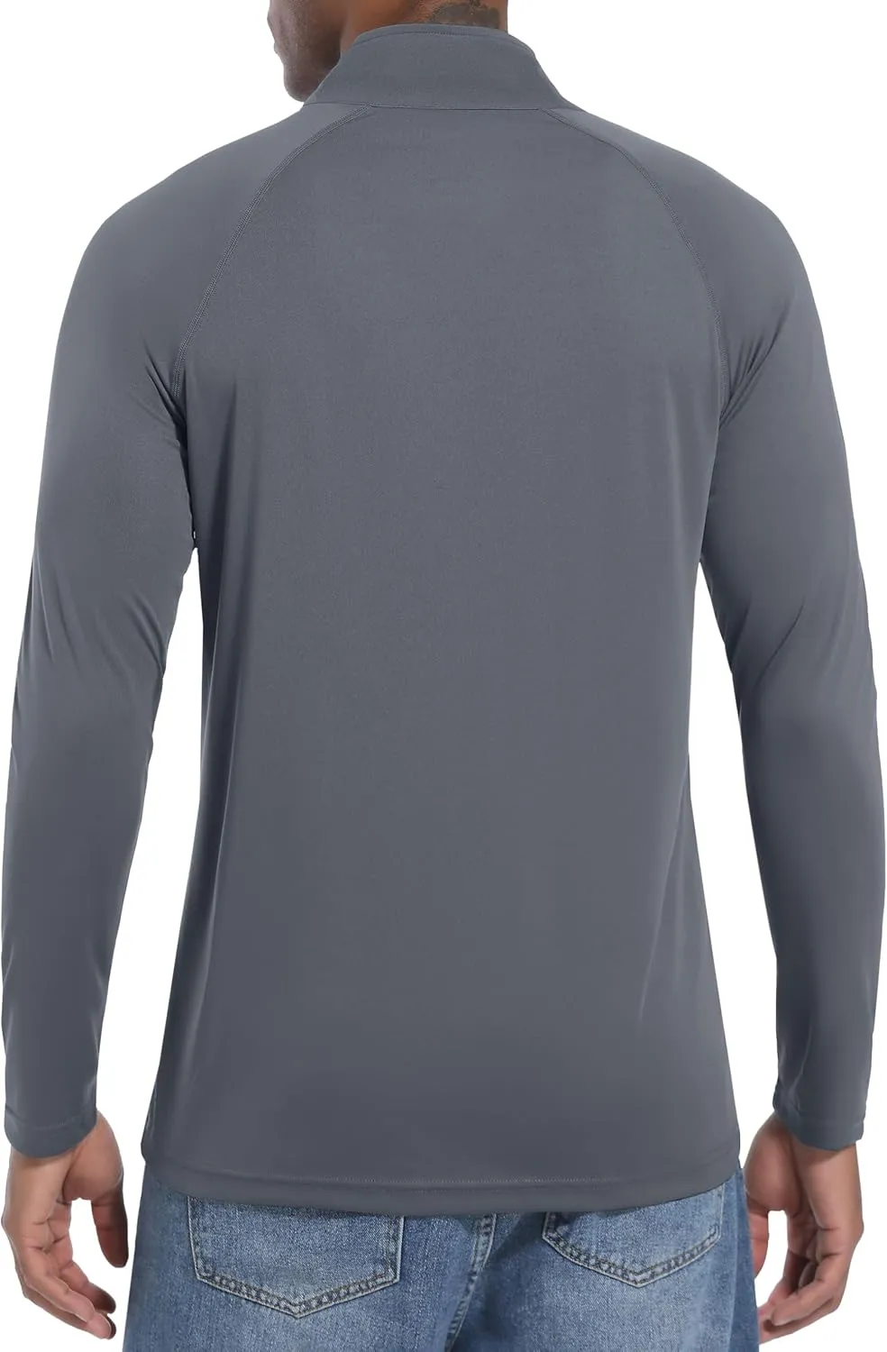 Mens Sun Shirts UPF50  Long Sleeve 1/4 Zip Quick Dry Shirts UV Protection Workout Athletic Rush Guard