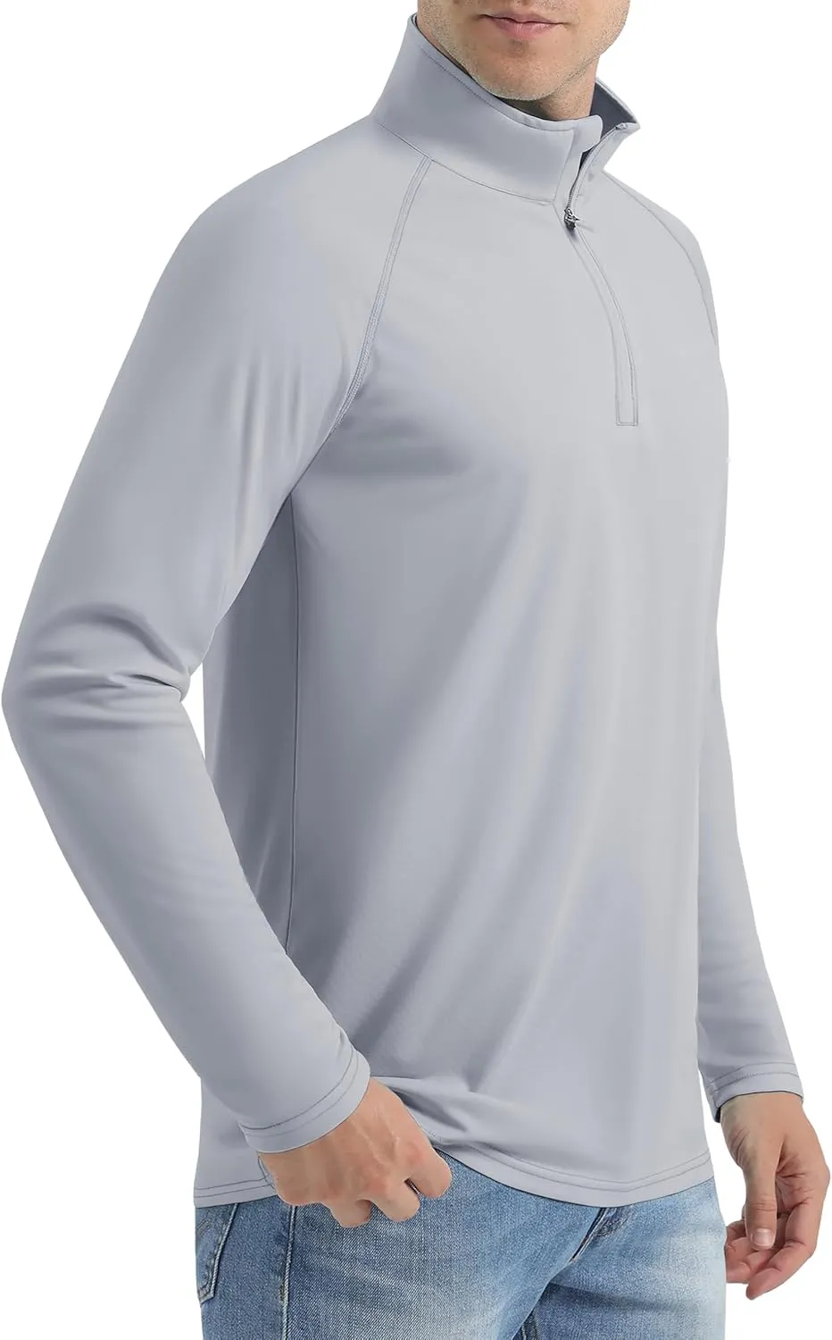 Mens Sun Shirts UPF50  Long Sleeve 1/4 Zip Quick Dry Shirts UV Protection Workout Athletic Rush Guard