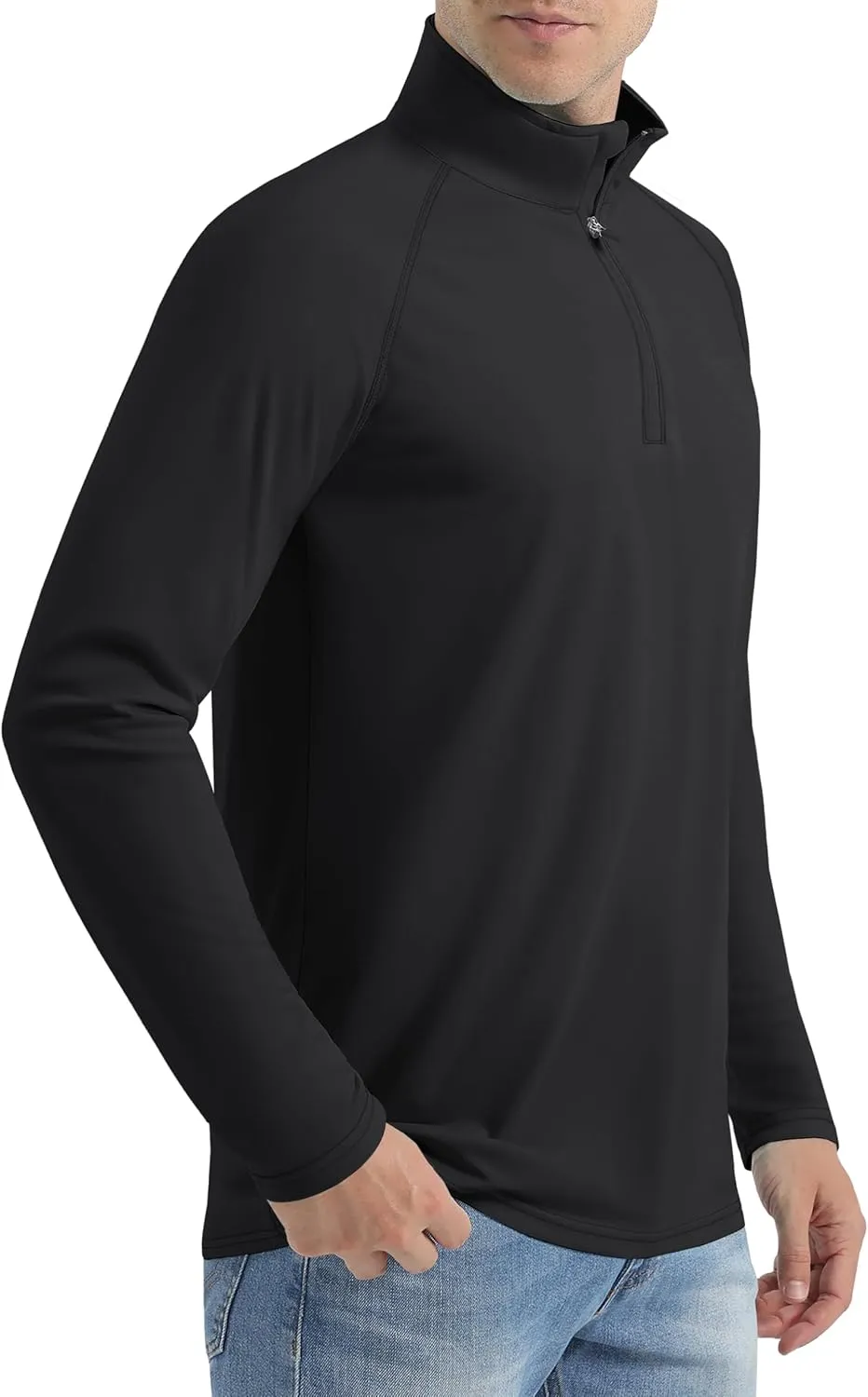 Mens Sun Shirts UPF50  Long Sleeve 1/4 Zip Quick Dry Shirts UV Protection Workout Athletic Rush Guard
